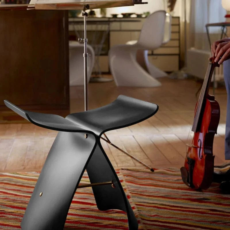 Dark wood butterfly stool