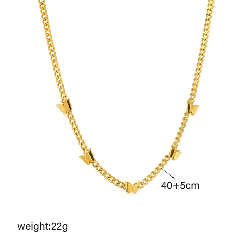 DIEYURO 316L Stainless Steel Butterfly Choker Necklace For Women Girl New Trend Gold Color Waterproof Chain Hip Hop Jewelry Gift