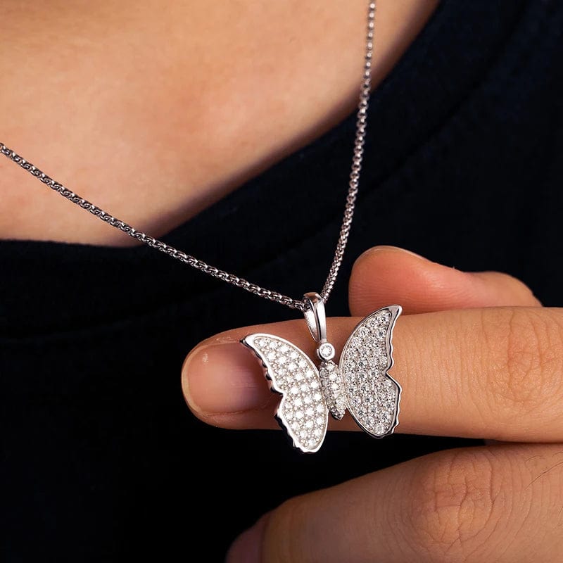 Fashion Cute Butterfly Pendant Necklace For Women 925 Sterling Silver Moissanite Diamond Necklace Jewelry Wholesale Dropshipping