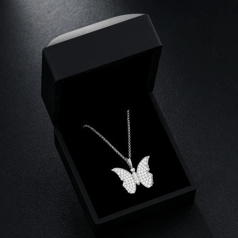 Fashion Cute Butterfly Pendant Necklace For Women 925 Sterling Silver Moissanite Diamond Necklace Jewelry Wholesale Dropshipping