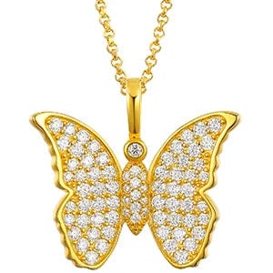 Fashion Cute Butterfly Pendant Necklace For Women 925 Sterling Silver Moissanite Diamond Necklace Jewelry Wholesale Dropshipping