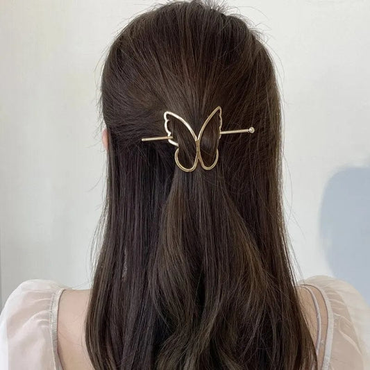 Gold butterfly hairpin