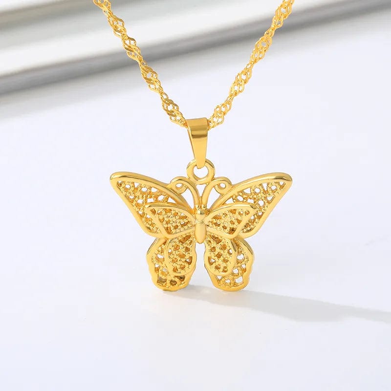 Gold Color Stainless Steel Stylish Butterfly Necklace Lovely Animal Metal Necklace Chain Choker Woman Man Jewelry Mother's Day