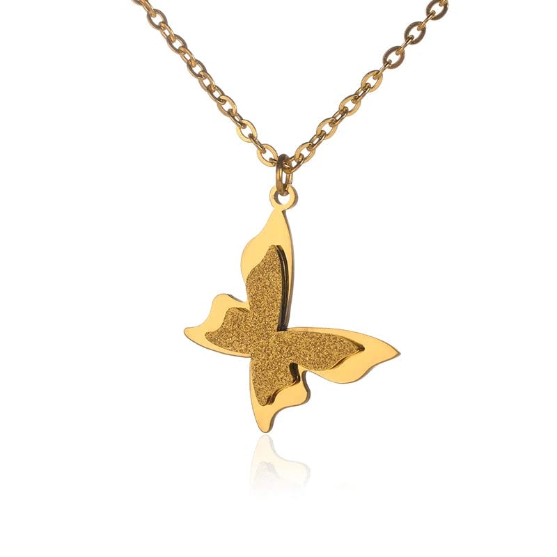 Gold Color Stainless Steel Stylish Butterfly Necklace Lovely Animal Metal Necklace Chain Choker Woman Man Jewelry Mother's Day