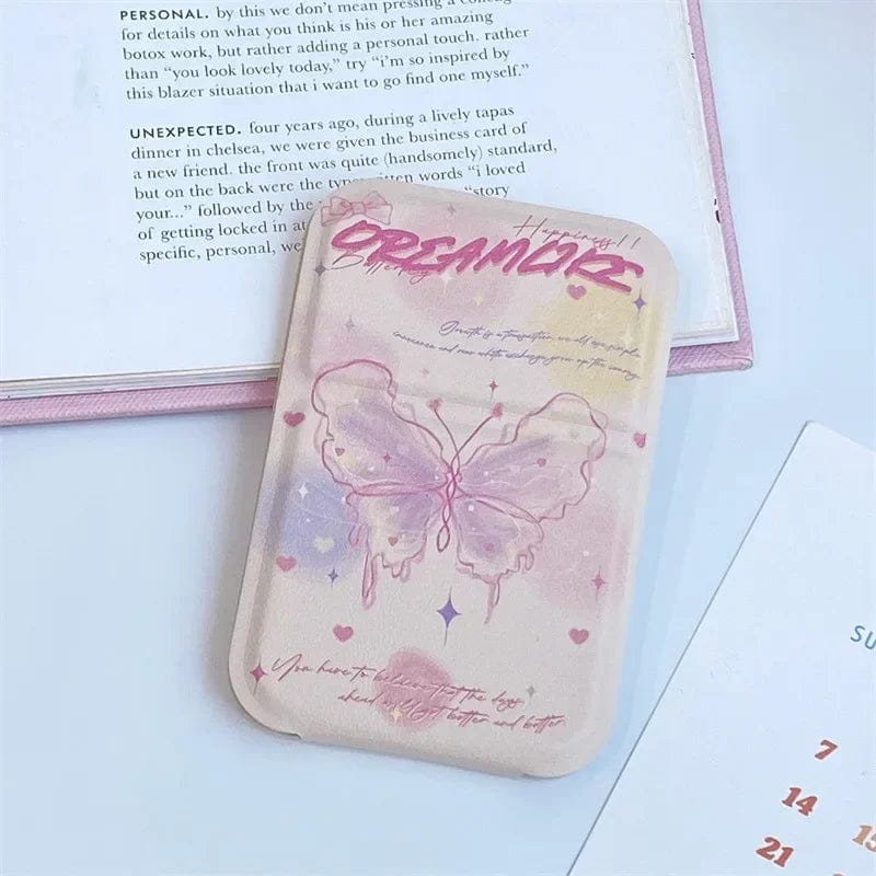 INS Aesthetic Dream Butterfly Art Folding Mirror Standable Desktop Decor Mirror Girls Travel Portable Mini Pocket Makeup Mirror
