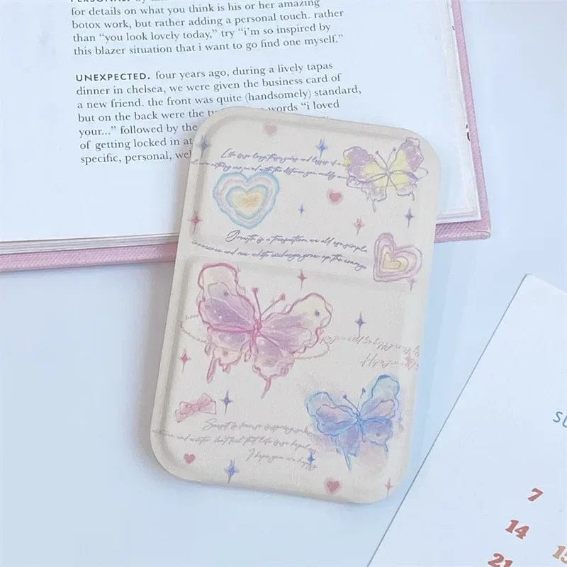 INS Aesthetic Dream Butterfly Art Folding Mirror Standable Desktop Decor Mirror Girls Travel Portable Mini Pocket Makeup Mirror