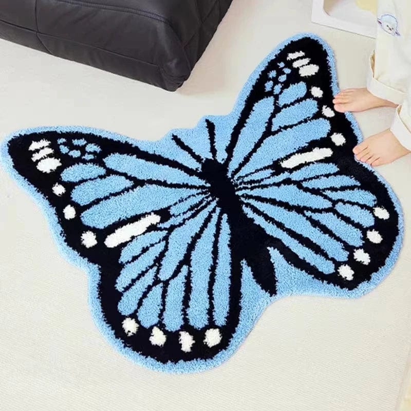 INS Style Butterfly Shape Area Rug for Living Room Bedroom Bathroom Decoration 3D Butterfly Carpet Plush Absorbent Floor Mat
