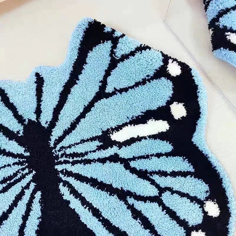 INS Style Butterfly Shape Area Rug for Living Room Bedroom Bathroom Decoration 3D Butterfly Carpet Plush Absorbent Floor Mat