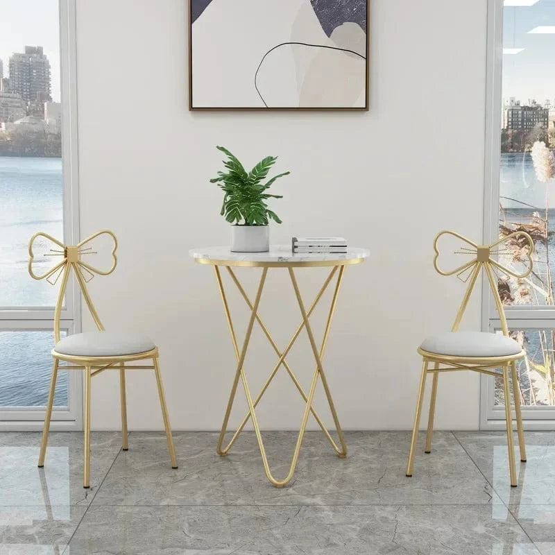 Luxury Minimalist Makeup Vanity Stool Butterfly Backrest Chair w/Velvet Cushion for Dining Bedroom Deep Pink/Light Pink