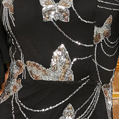 Missord Elegant Black Prom Dress Women 2023 Square Collar Flare Sleeve Butterfly Sequin Thigh Split Party Evening Dresses Gown