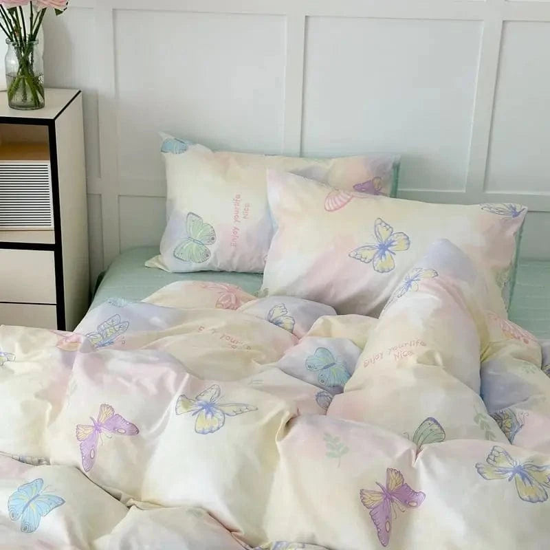 Multicolor butterfly comforter set
