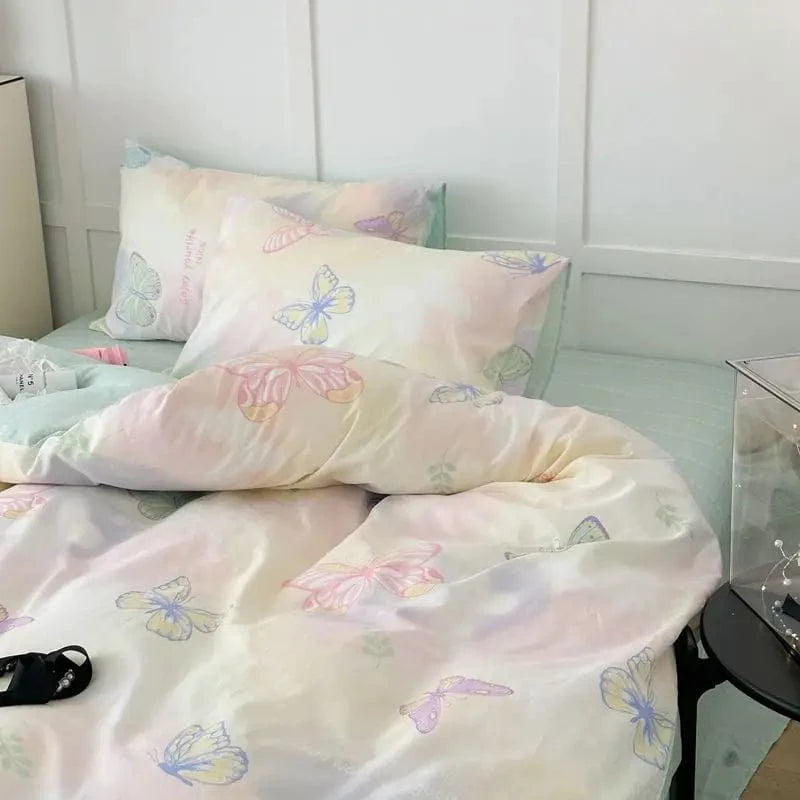 Multicolor butterfly comforter set