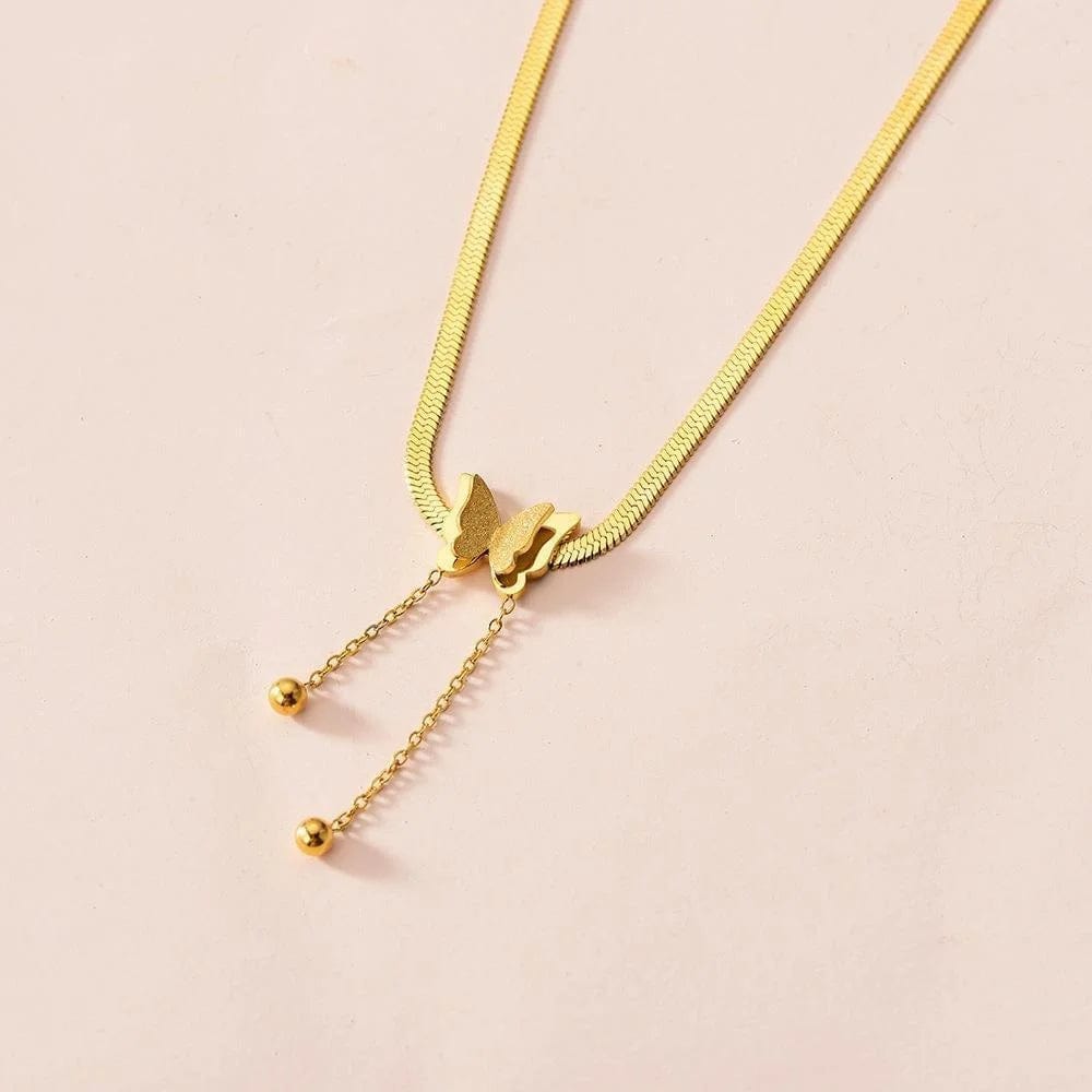 New Cute Butterfly Charm Chain Choker Necklace For Women Gold Color Stainless Steel Necklace Female Jewelry Christmas Gift