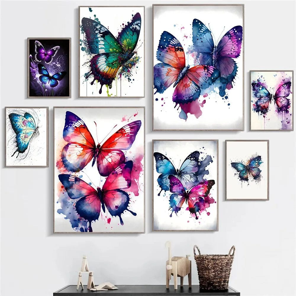 Nordic Colorful Beautiful Butterfly Poster Aesthetic Canvas Painting Wall Art Kitchen Gallery Room Home Decor No Frame