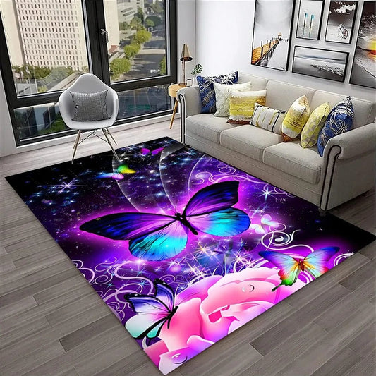 Pink butterfly rug for home