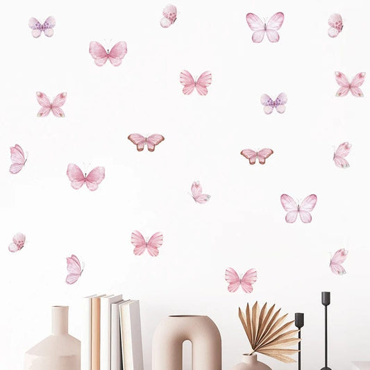 Pink butterfly wall art stickers