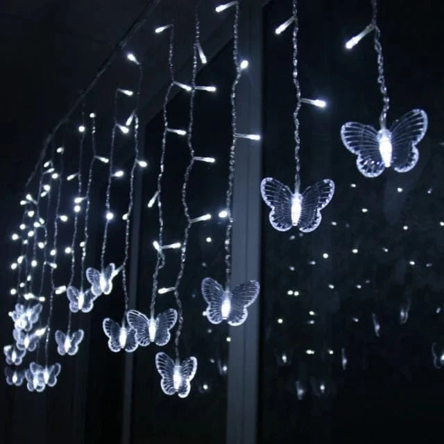 Pink Purple LED Butterfly Garland Curtain Fairy Lights String For Room Living room Home Wedding Decoration Bedroom Decorations