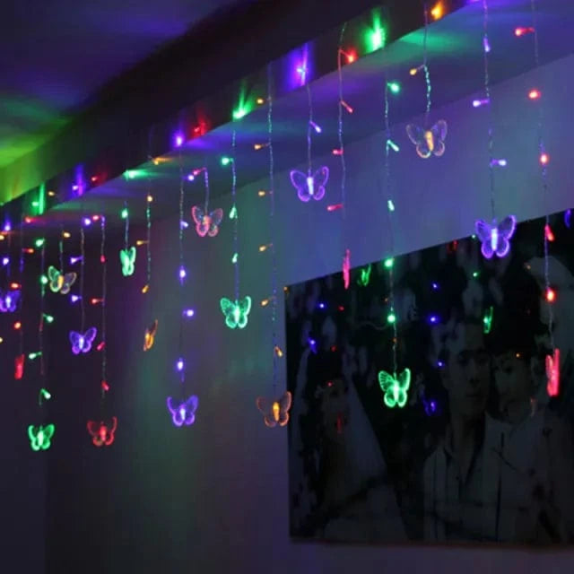 Pink Purple LED Butterfly Garland Curtain Fairy Lights String For Room Living room Home Wedding Decoration Bedroom Decorations