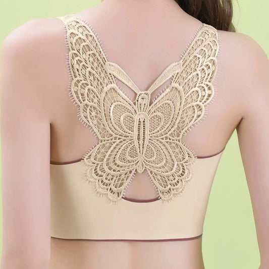 Sexy Butterfly Beautiful Back No Steel Ring Underwear Ladies Seamless Sports Shockproof Gathering Comfortable Large Size Bra