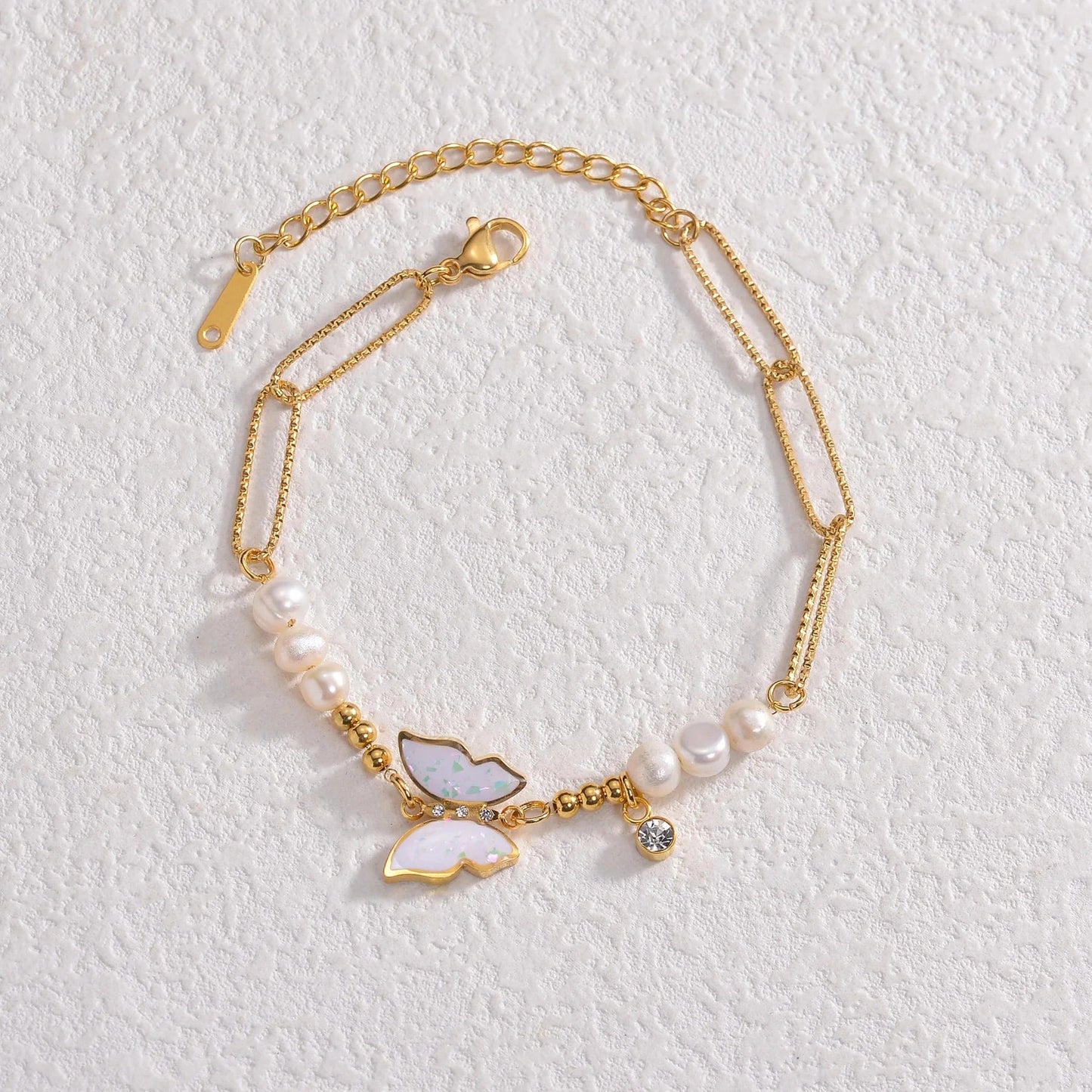 Sifisrri Fashion Colorful Oil Frosted Butterfly Bracelet for Women Stainless Steel Adjustable Gold Color Bangles Jewelry Gift