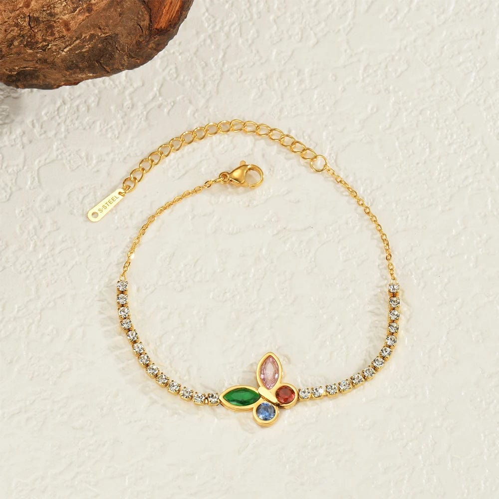 Sifisrri Fashion Colorful Oil Frosted Butterfly Bracelet for Women Stainless Steel Adjustable Gold Color Bangles Jewelry Gift