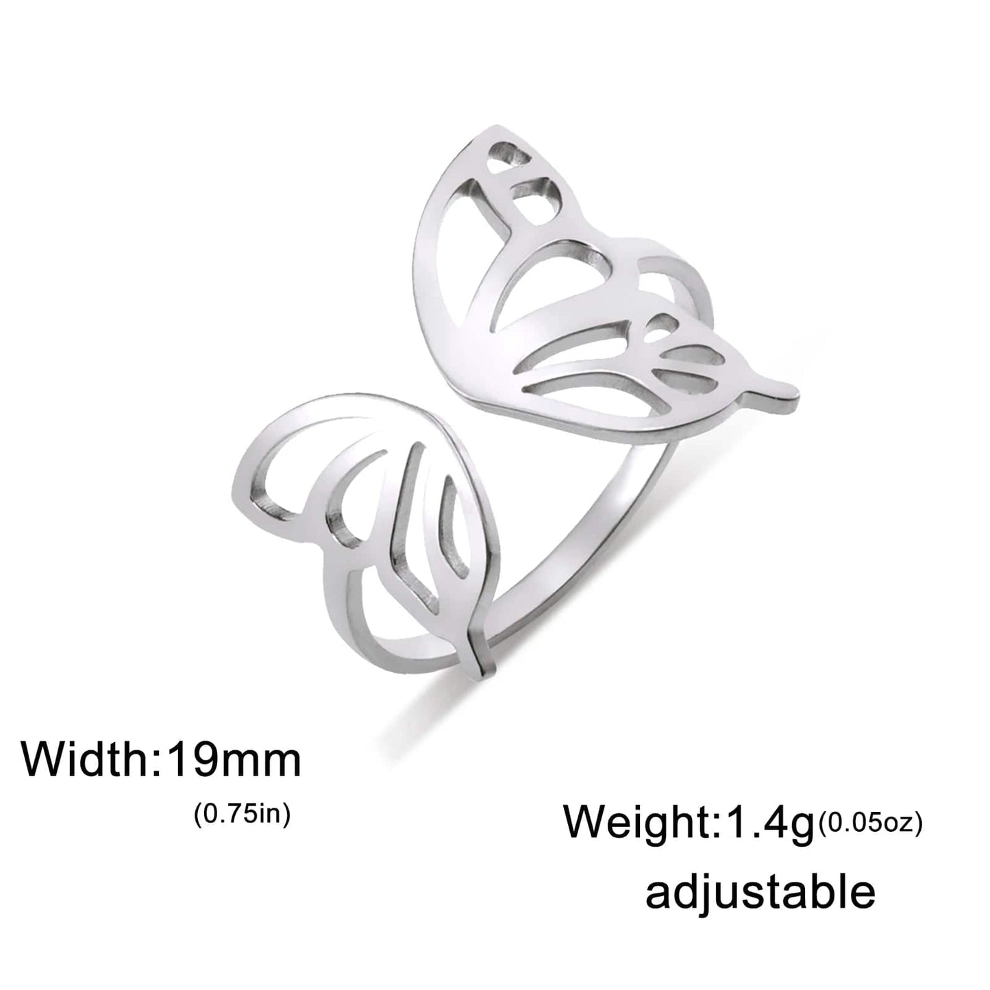 Skyrim Open Butterfly Ring Stainless Steel Gold Color Women Aesthetic Finger Rings Kpop Fashion Wedding Jewelry Gift Wholesale