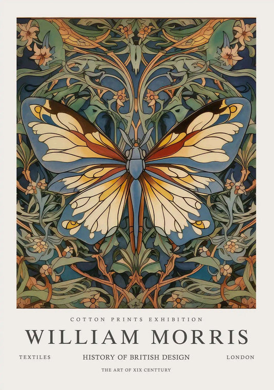 Vintage William Morris Exhibition Butterfly Moon & Stars Art Poster Canvas Painting Wall Prints Picture Living Room Home Decor