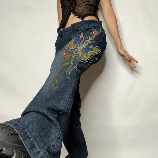 Y2K butterfly baggy denim jean