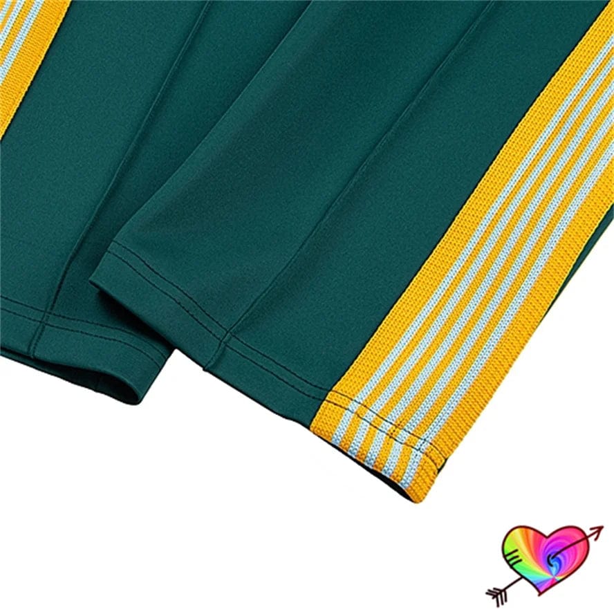 Yellow Knit Stripe Needles Pants Men Women Green Poly Smooth Needles Track Pants 2024 Embroidery Butterfly AWGE Sweatpants