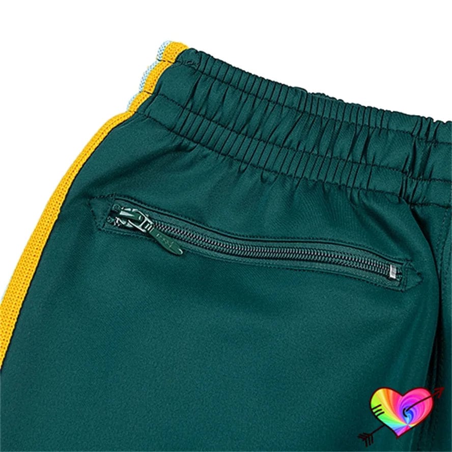 Yellow Knit Stripe Needles Pants Men Women Green Poly Smooth Needles Track Pants 2024 Embroidery Butterfly AWGE Sweatpants