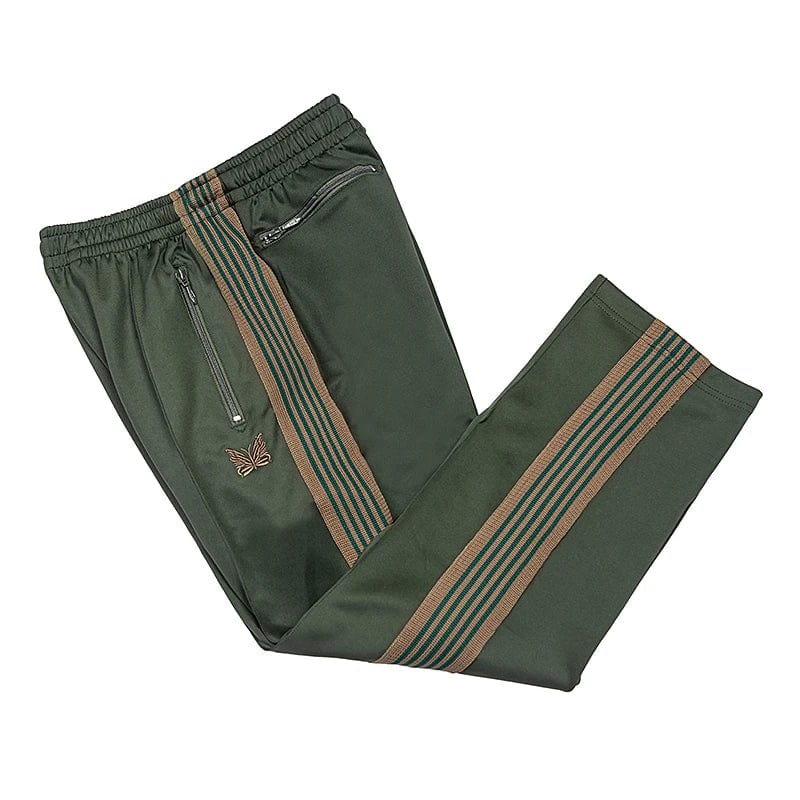 Yellow Knit Stripe Needles Pants Men Women Green Poly Smooth Needles Track Pants 2024 Embroidery Butterfly AWGE Sweatpants